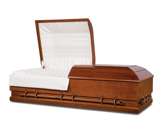 Mesa 36 In Canyon Brown Hardwood Burial Casket with Head End Open