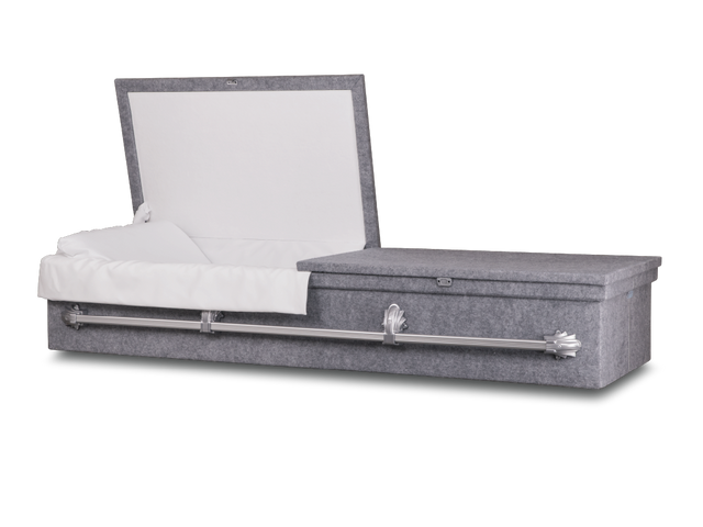 Minor™ Cloth Covered Casket Head End Open