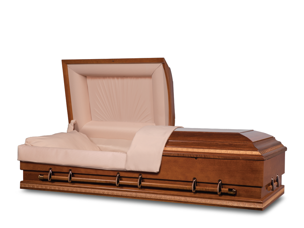 Nakota Oversize Hardwood Burial Casket with Head End Open