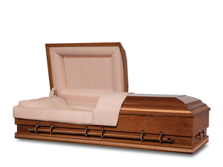 Nakota Oversize Hardwood Burial Casket with Head End Open