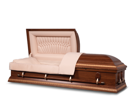Nakota Hardwood Burial Casket with Head End Open