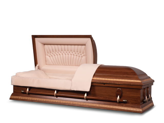 Nakota Hardwood Burial Casket with Head End Open