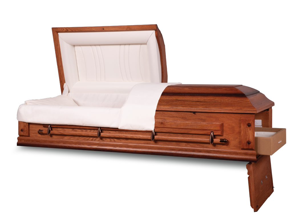 Oakwood™ Ceremonial Rental Casket Head and Foot End Open