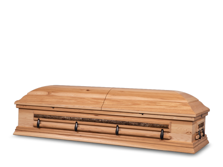 Rustic Woodland Hardwood Burial Casket with Head End Closed