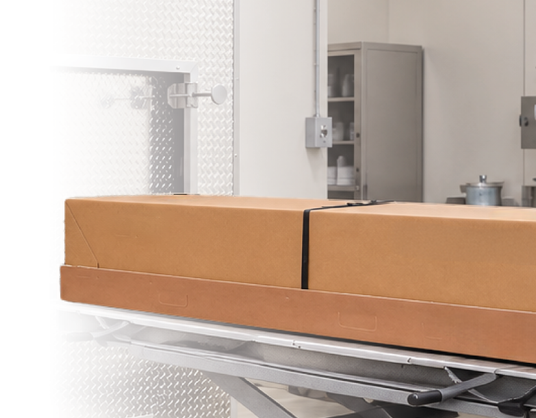 Cremation Container in a Crematory Room