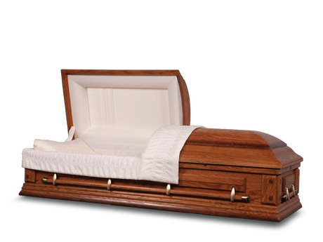 Stanford Hardwood Burial Casket with Head End Open