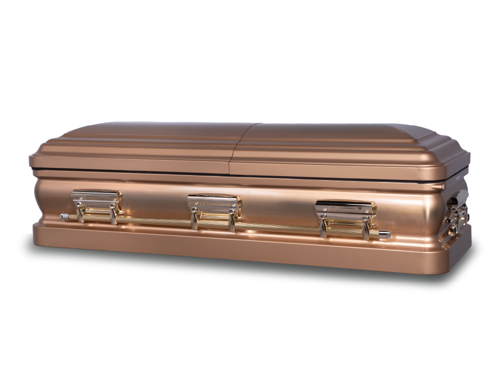 Sterling™ 18 Gauge Round Metal Casket - Gasketed - Gold - Full Couch