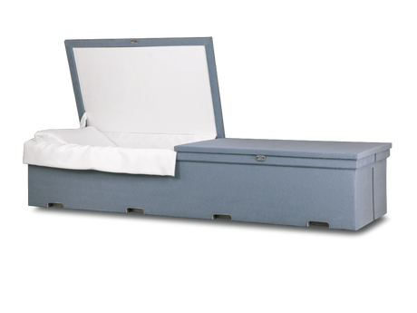 Unity™ Cloth Covered Casket Blue Open
