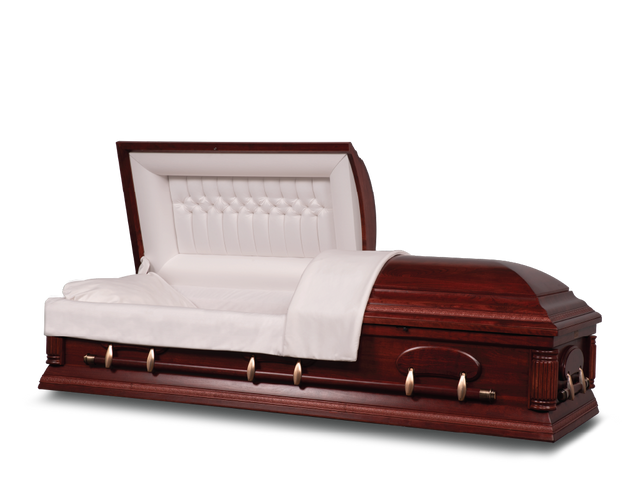 Williamsburg Hardwood Burial Casket with Head End Open