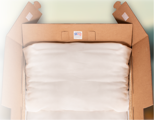 cardboard Rental Insert with Pillow and crepe interior inside