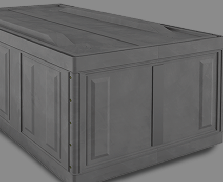 corner view of a plastic oversized vault