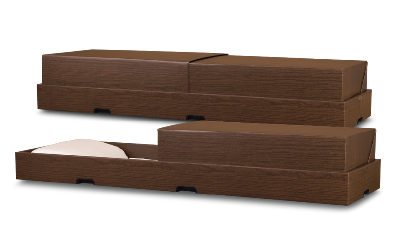 brown woodgrain print alternative cremation container with pillow